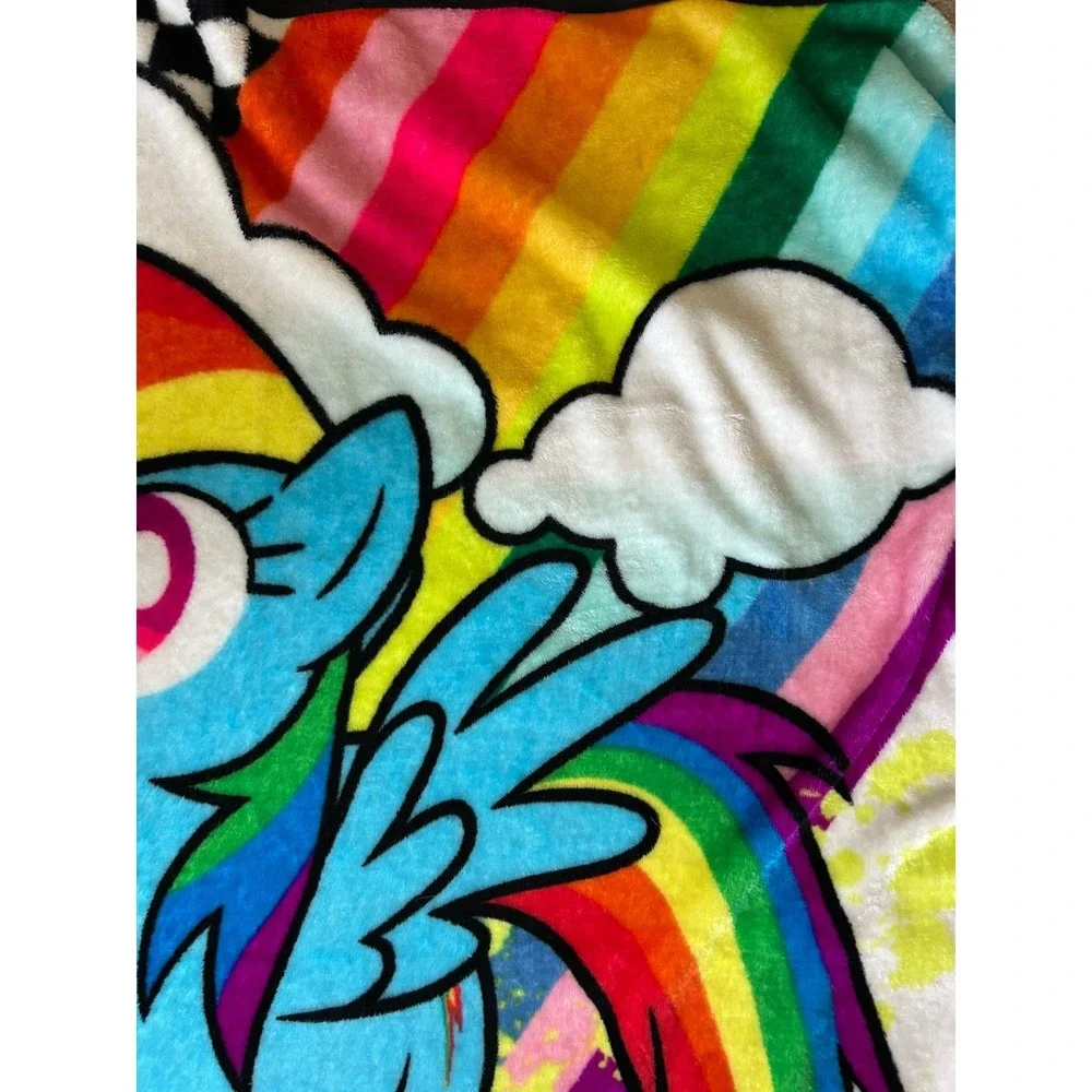 My Little Pony Rainbow Dash Plush Throw Silky Soft 'So Rad' 40x50 Blanket 2017‎